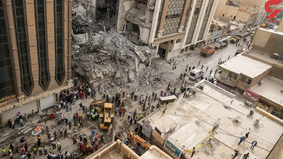 The aftermath of the collapse of a part Metropol Twin Towers in the southwestern city of Abadan  