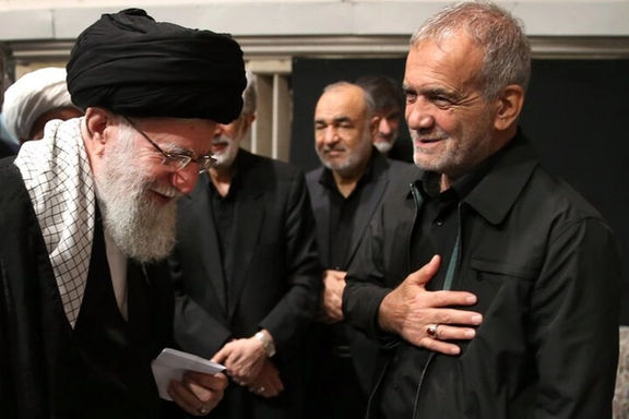 President Pezeshkian expressing respect to Supreme Leader Ali Khamenei.