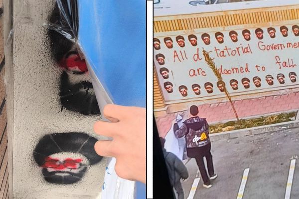دیوارنویسی در یک مدرسه: همه دیکتاتورها محکوم به سقوط هستند