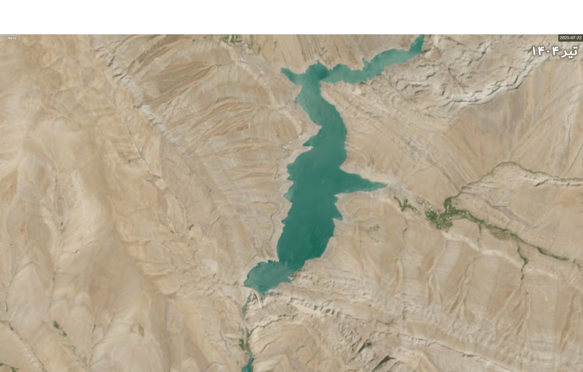 تصاویر ماهواره‌ای نشان می‌دهد سطح آب در سدهای تهران به پایین‌ترین حد رسیده است