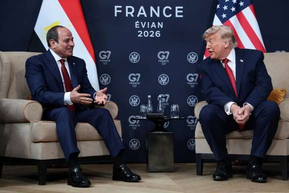 US President Donald Trump attends a bilateral meeting with Egyptian President Abdel Fattah el-Sisi on the sidelines of the G7 Summit in Evian-les-Bains, France, on June 17, 2026.