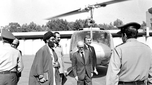 (From left) Ali Khamenei (later Supreme Leader), politician Dariush Forouhar (later killed), former Prime Minister Mehdi Bazargan (later forced into retirement), and Abbas Amir-Entezam