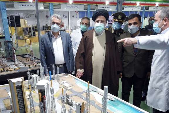 A diorama of the Chabahar Space Center on display during a visit by Iranian President Ebrahim Raisi