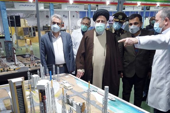 A diorama of the Chabahar Space Center on display during a visit by Iranian President Ebrahim Raisi