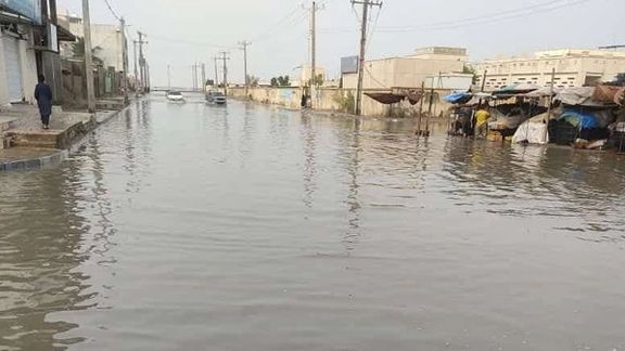 A flooded town in southeastern Iran.