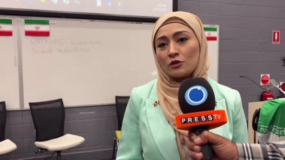 Fatima Payman speaking to Press TV during an event in Sydney
