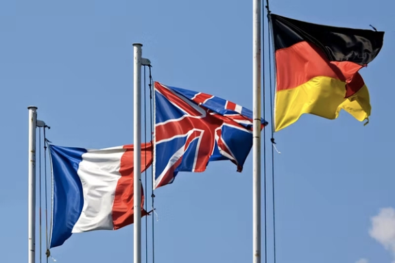 Flags of France, UK, and Germany