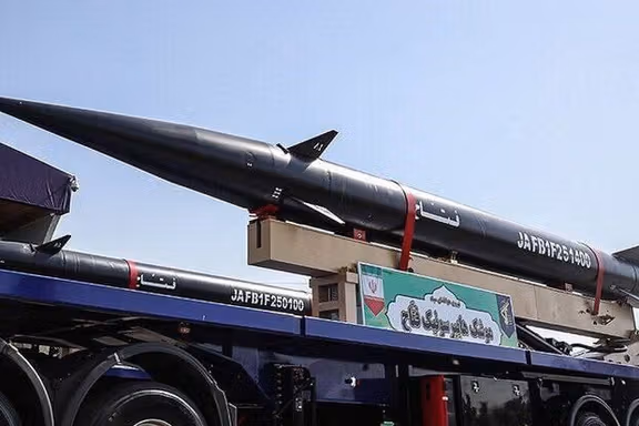 Iran's ballistic missile Fattah on display in a military parade, Tehran, September 2024