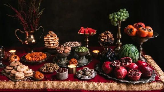 A traditional Yalda night food selection.