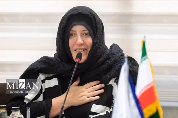 Charlotte Kates of Samidoun appearing in Iran.