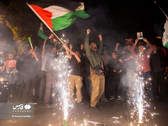 Regime-sponsored celebrations in Tehran for the invasion of Israel by Iran-backed Hamas