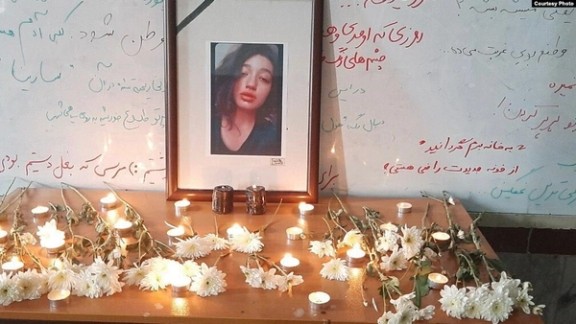 A candlelight vigil for 16-year-old Sarina Esmailzadeh, killed during the protests, by her classmates on October 31, 2022