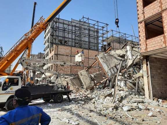 The aftermath of the collapse of five buildings in southern Trehan on August 6, 2023