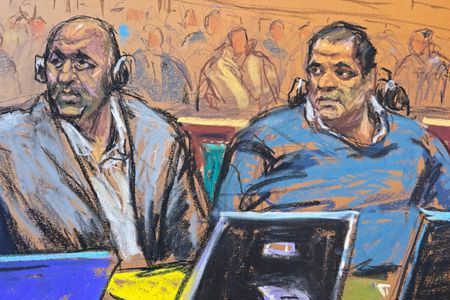 Rafat Amirov and Polad Omarev in a courtroom sketch, New York, U.S., March 10, 2025