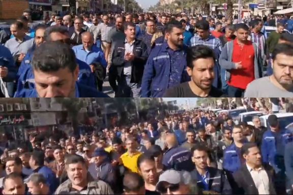 ادامه اعتصاب و راهپیمایی اعتراضی کارگران گروه ملی فولاد در اهواز