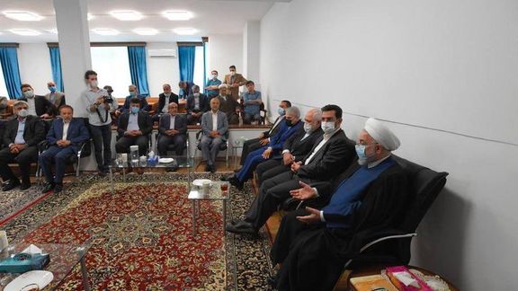 Iranian ex-president Hassan Rouhani with his former aides, including Javad Zarif. July 18, 2022