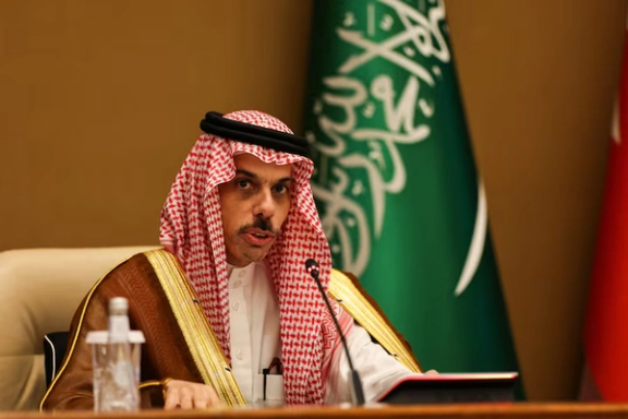 Saudi Foreign Minister Prince Faisal bin Farhan Al Saud speaks during a press conference in Riyadh, Saudi Arabia, May 14, 2025.