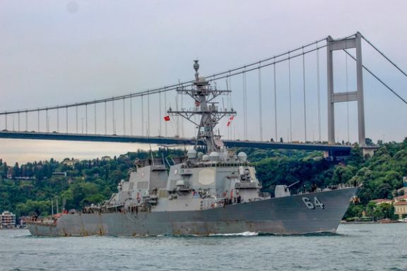 The US Navy destroyer USS Carney (DDG 64) sets sail in the Bosphorus in Istanbul, Turkey, July 14, 2019.