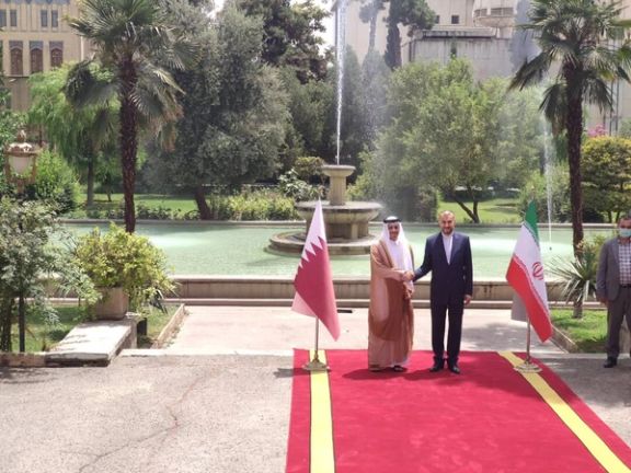 Qatar’s Foreign Minister Mohammed bin Abdulrahman Al Thani and his Iranian counterpart Hossein Amir-Abdollahian