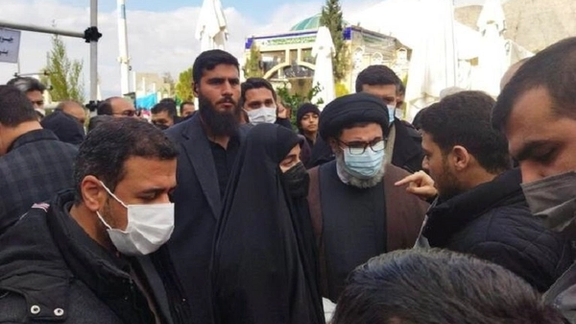 Hashem Safieddine and his daughter-in-law Zeinab Soleimani after visiting the grave of Qassem Soleimani who was killed in a US drone attack in 2020