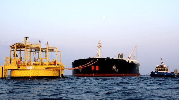 An Iranian oil loading platform in the Persian Gulf seen in 2022