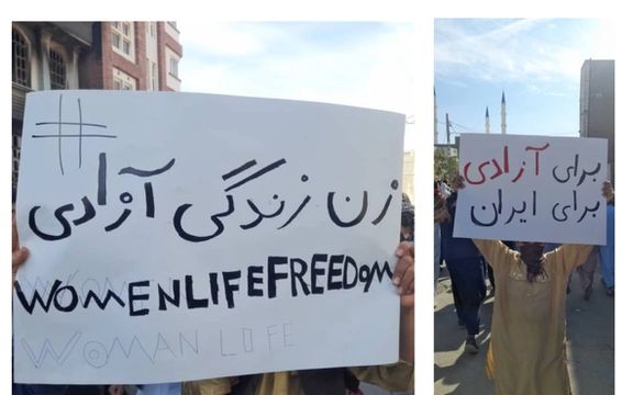 مردم سیستان و بلوچستان با پلاکارد «زن زندگی آزادی» به خیابان آمدند