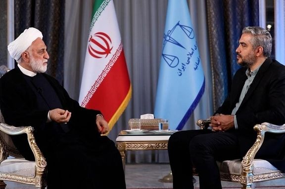 Iran’s judiciary chief Gholamhossein Mohseni Ejei during an interview with state TV (July 2025)