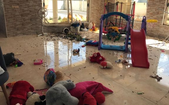 The interior of the villa damaged in the ballistic missile attack. March 13, 2022