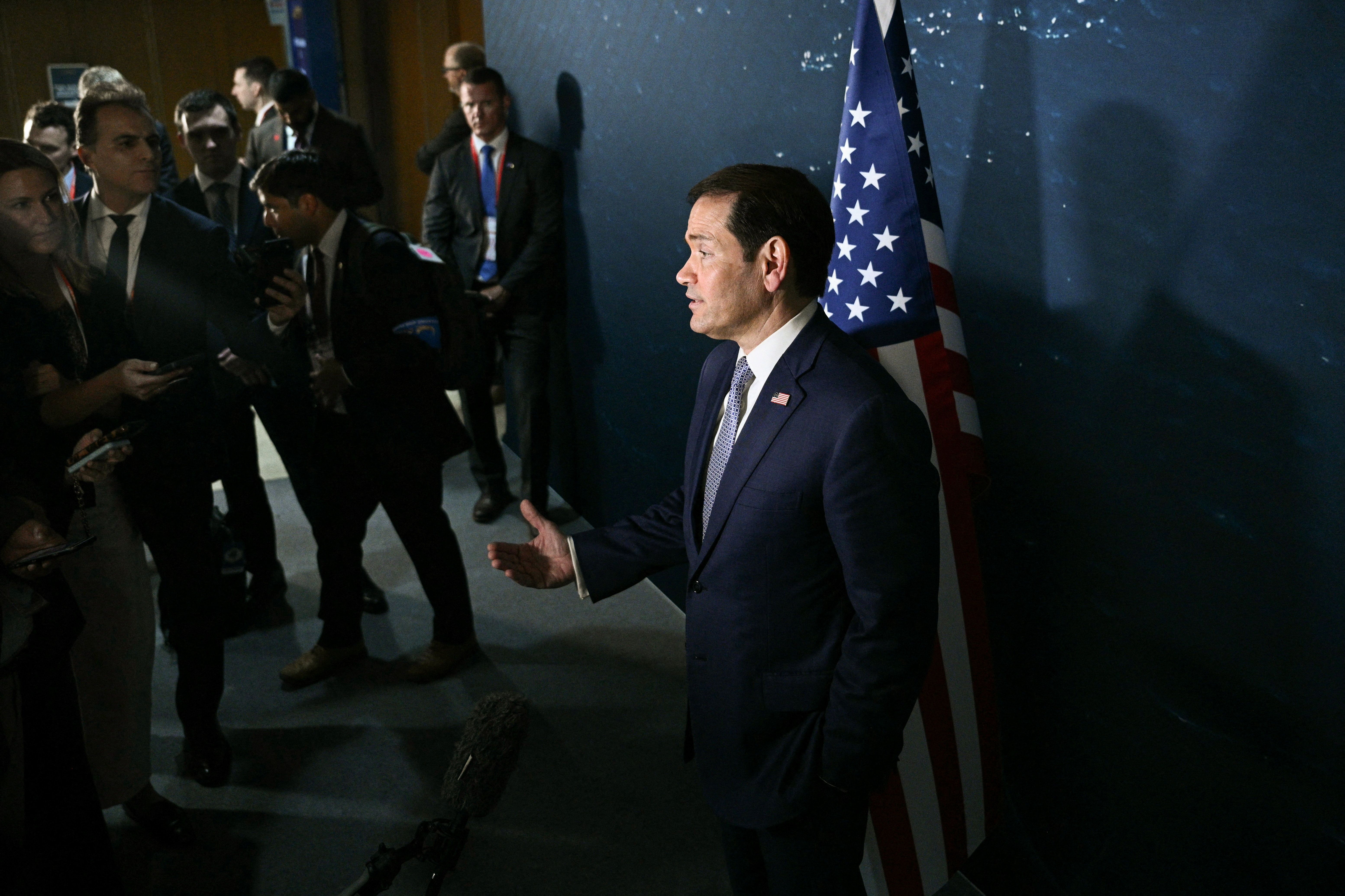 US Secretary of State Marco Rubio speaks during a press conference on the sidelines of the Association of Southeast Asian Nations (ASEAN) Foreign Ministers' Meeting in Pasay, Philippines on July 22, 2026.