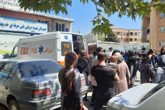 A scene outside a girls' school in Iran