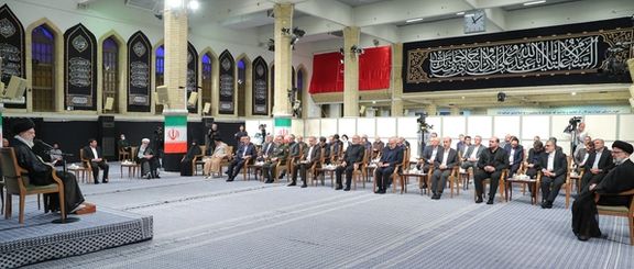 Iran’s Supreme Leader Ali Khamenei during a meeting with President Ebrahim Raisi and members of his cabinet on August 30, 2023