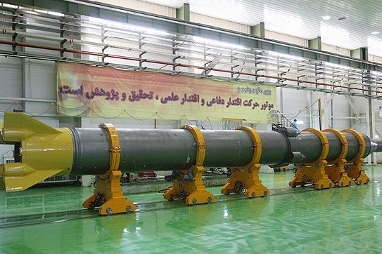An Iranian ballistic missile on display