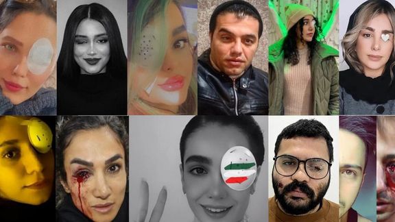 A combo picture of several protesters whose eyes were targeted by regime agents