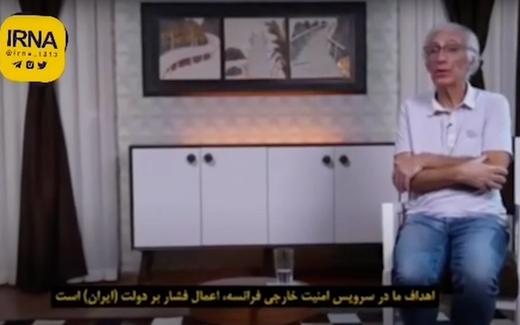 Cecile Kohler and Jacques Paris during a video of forced confessions on state TV (undated)