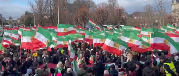Demonstration outside the headquarters of the European Parliament in Strasbourg in northeastern France to urge the European Union to list the Revolutionary Guard (IRGC) as a terrorist organization on January 16, 2023