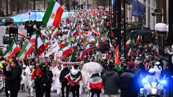 A large Iranian rally in London to demand the listing of IRGC as a terrorist group. January 8, 2023