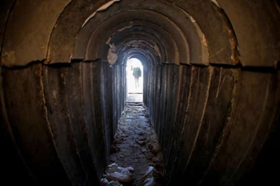 A general view shows the interiors of what the Israeli military say is a cross-border attack tunnel dug from Gaza to Israel, on the Israeli side of the Gaza Strip border near Kissufim January 18, 2018.