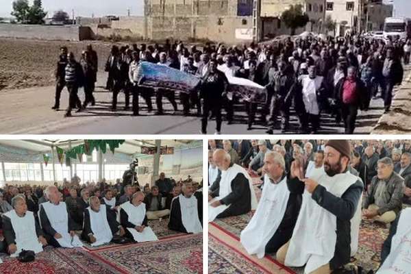 مزارعو أصفهان إيران يتظاهرون مرة أخرى وهم يرتدون الأكفان