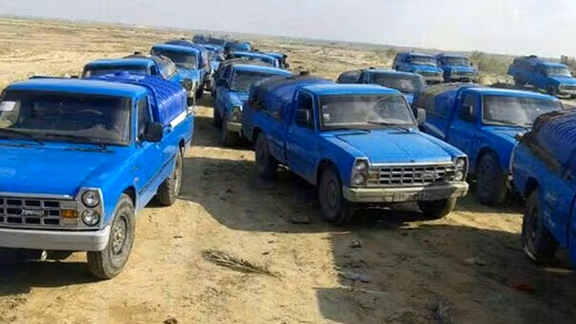 Fuel being smuggled by Nissan pickup trucks in Iran