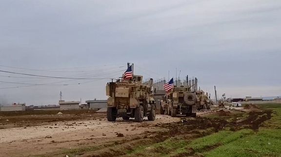 A convoy of US military vehicles near Qamishli, Syria, February 2020