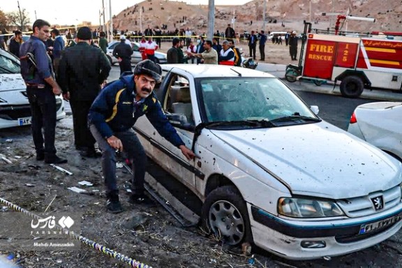 Damage to vehicles in the bomb attack in Iran on January 3, 2024