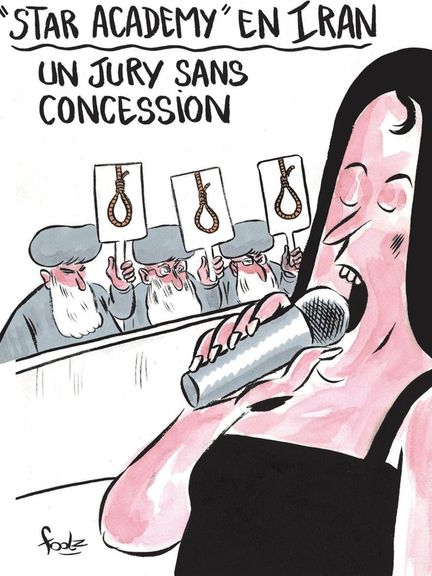 Charlie Hebdo depicts Iranian singer Parastoo Ahmadi in a cartoon