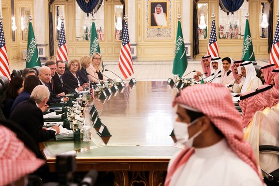 US President Joe Biden participates in a bilateral meeting with Saudi Arabia's Crown Prince Mohammed bin Salman, at Al Salam Royal Palace, in Jeddah, Saudi Arabia July 15, 2022.