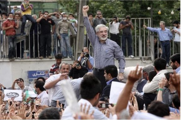 Mir-Hossein Mousavi at a campaign rally in 2009