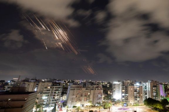 Israel's Iron Dome anti-missile system intercepts rockets after Iran fired a salvo of ballistic missiles, as seen from Ashkelon, Israel, October 1.