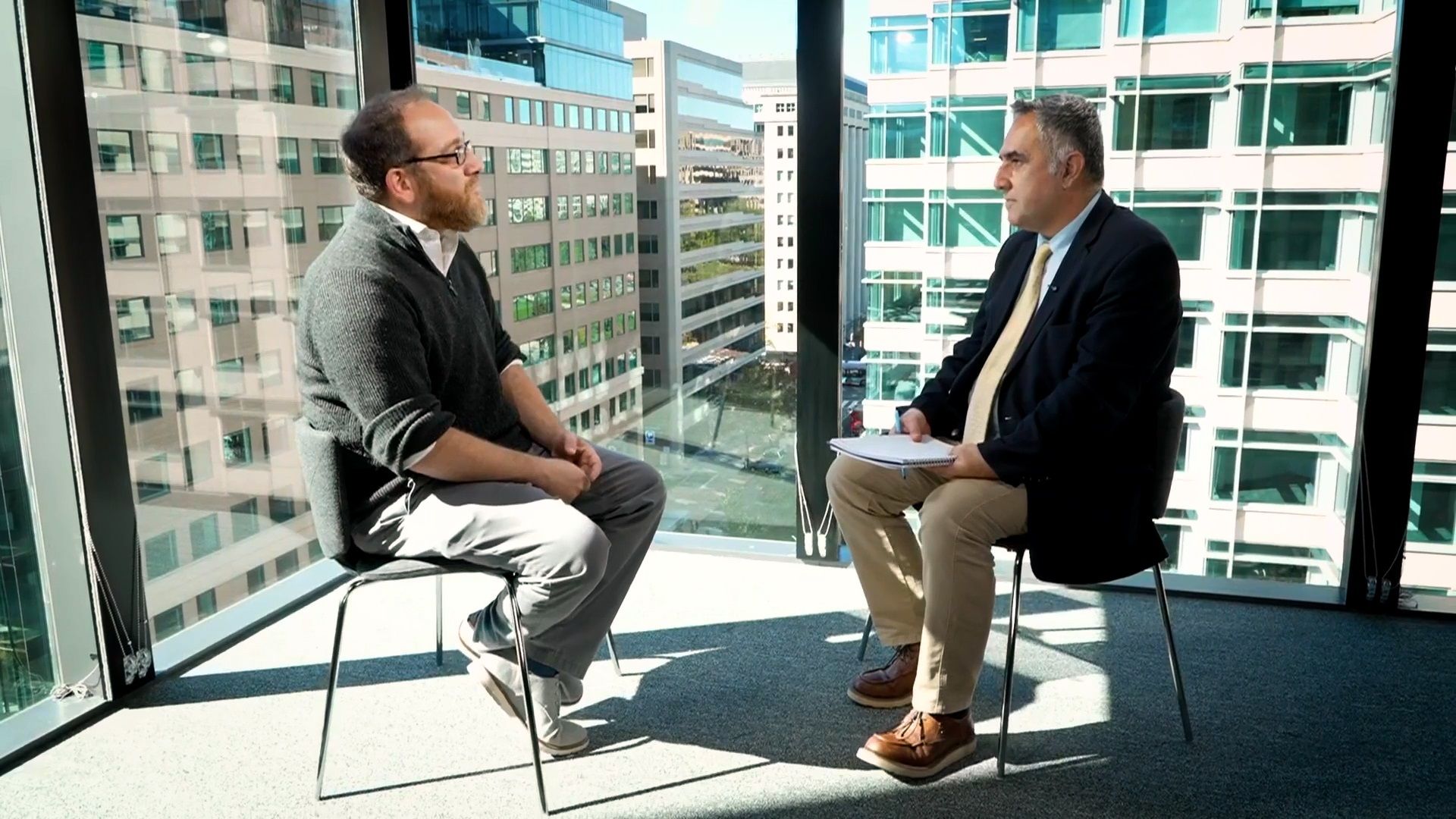 Joshua Yaphe (left) in Iran International studio in DC