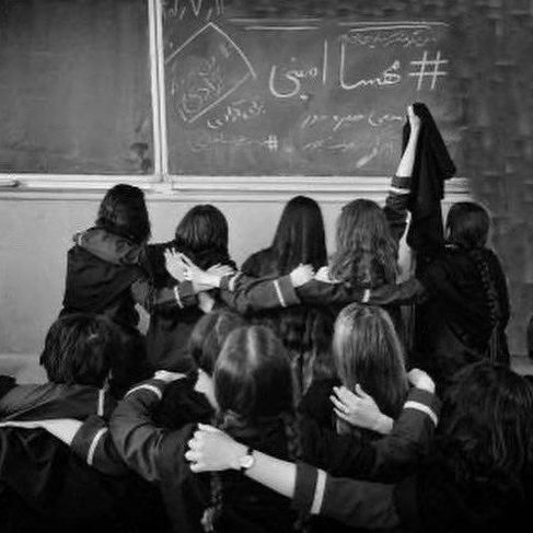 Schoolgirls protesting in class by removing their hijab. October 3, 2022