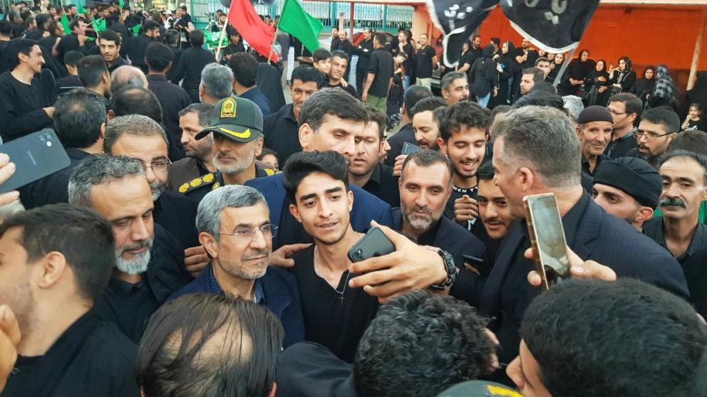 Former Iranian President Mahmoud Ahmadinejad during his trip to Zanjan for Muharram mourning, 15 July 2024.