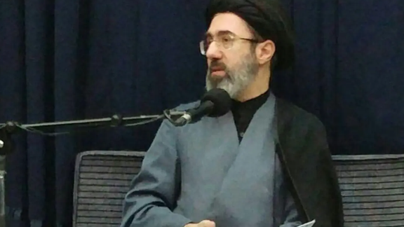 Mojtaba Khamenei seen during one his seminary lectures. Undated