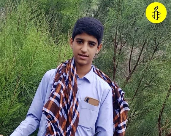 16-year-old Mahmoud Baluchi Razi, arbitrarily detained since December 7, Photo by Amnesty International Iran handle on X, December 19, 2025